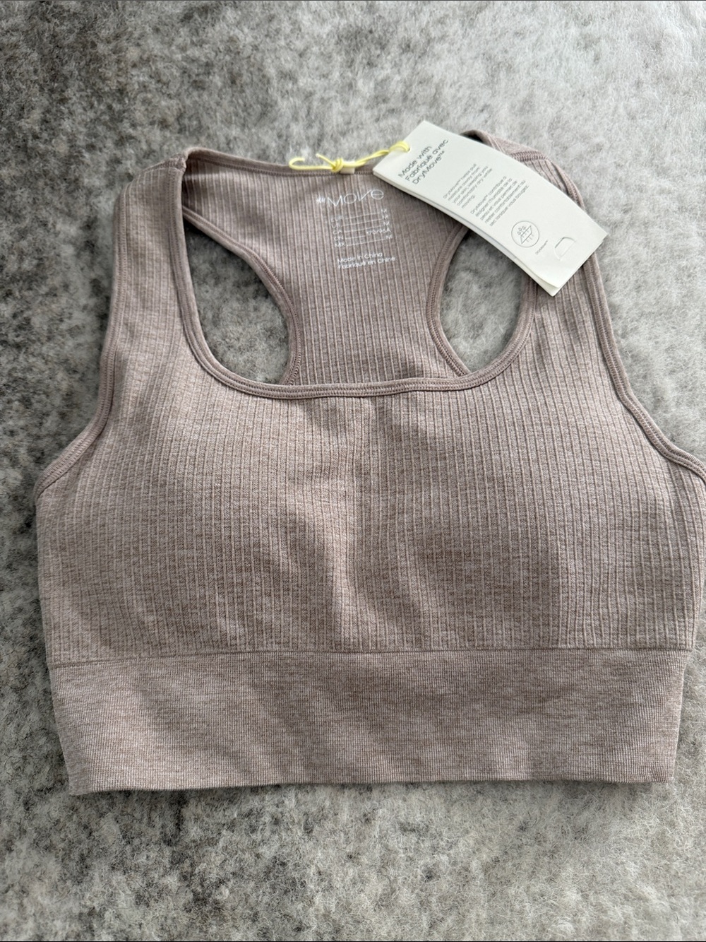 H&M Ribbed Racerback Sports Bra - Taupe